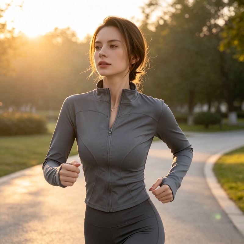 سترة يوغا نسائية ضيقة بأكمام ط - مراجعة Yoga Fitness Jacket وسعره
